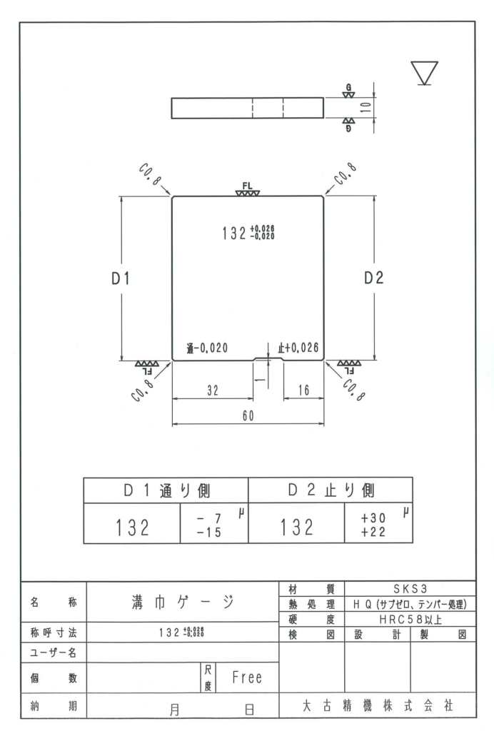 ゲージブロック トーコーゲージ トーコー 東興 ゲージ 制度検定表 （溝 